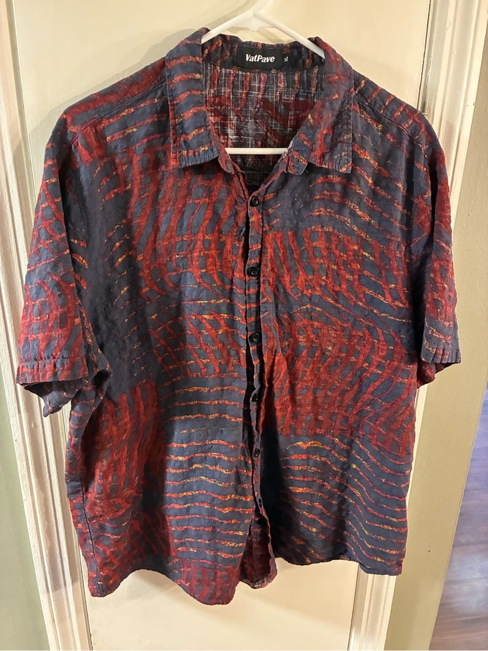 Vatpave Men's Short Sleeve Button-Up Shirt, Size XL Hawaiian Island Retro